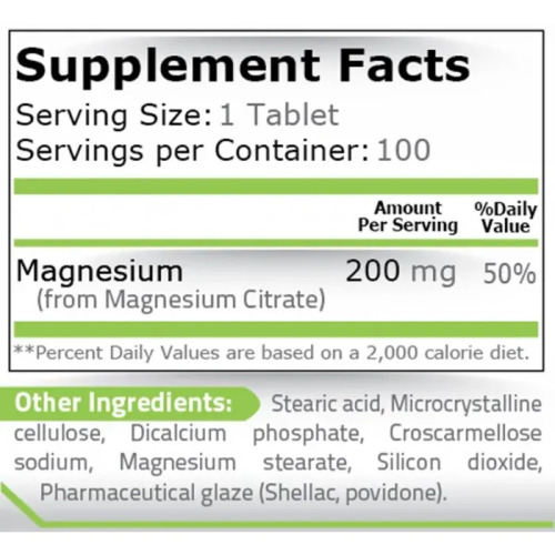 PURE NUTRITION - MAGNESIUM CITRATE 200 mg, 100 Tablets - 1
